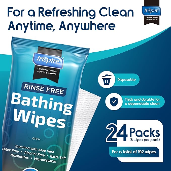 Body Wipes for adults bathing no rinse | Adult Wash Cloths Extra Large - Image 2