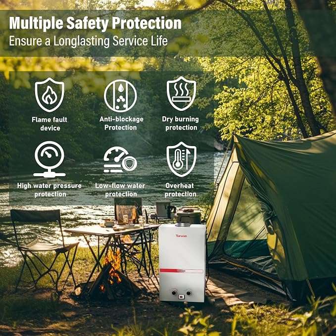 Tankless Water Heater 10L, 2.6GPM Portable Propane Camping Water Heater - Image 4