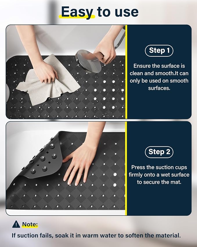 Non Slip Bathtub Mat for Tub & Shower, Machine Washable 40"x16" Anti Slip Bath - Image 7