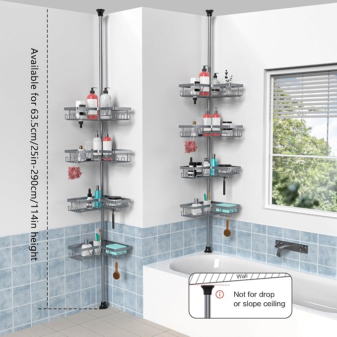 KEGII 4-Tier Corner Shower Caddy Tension Pole - Image 6