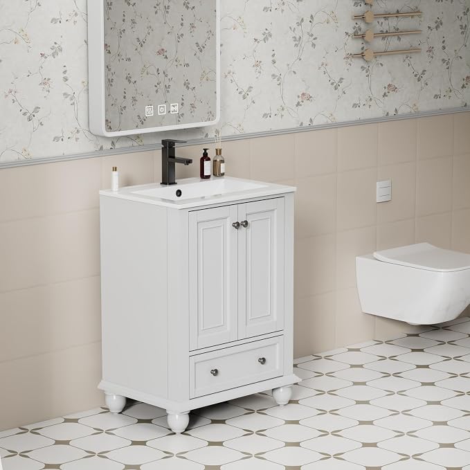 eclife 24" Bathroom Vanity Sink Combo Vintage Style - Image 3