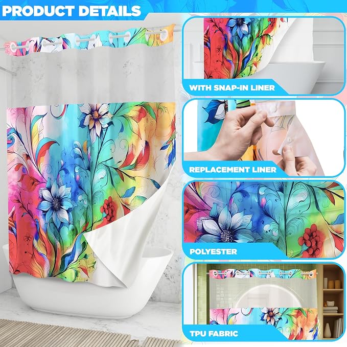 Hookless Boho Floral Shower Curtain - Image 7
