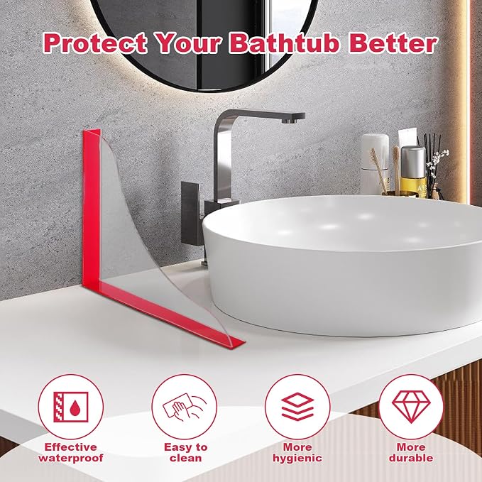 4-Pack Clear Acrylic Shower Splash Guards – Self-Adhesive Waterproof Corner - Image 4
