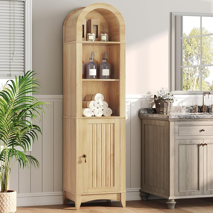 69" Tall Bathroom Storage Cabinet, Tall Arched Freestanding Storage Cabinet by RALGEND