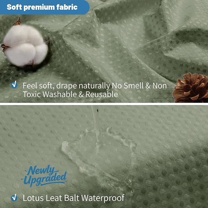 2-in-1 Waterproof Fabric Shower Curtain - Image 4