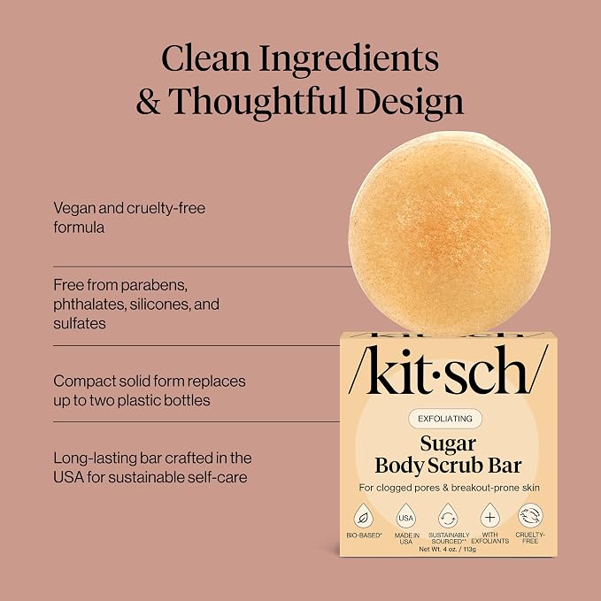 Kitsch Exfoliating Sugar Scrub for Body – All Natural Body Scrub Bar Soap for - Image 5
