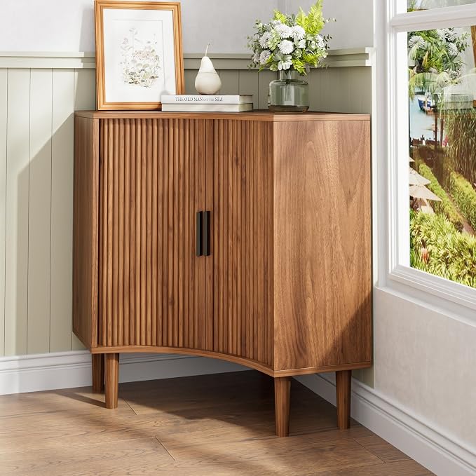 Fluted Corner Cabinet, Small Corner Floor Cabinet - Image 7