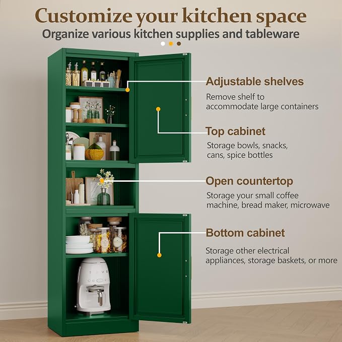 66.93" Tall Kitchen Pantry Cabinet, Metal 6-Tier File Storage Cabinet - Image 6