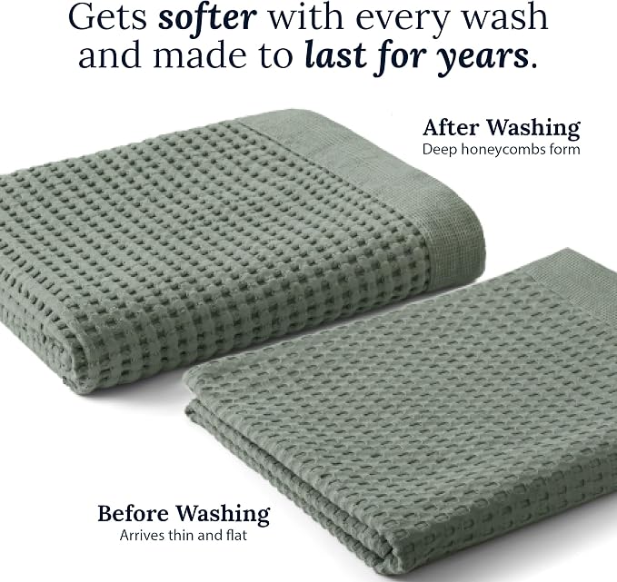 GILDEN TREE Waffle Bath Sheet Quick Dry Towel, Thin Luxury Bath Towels - Image 5
