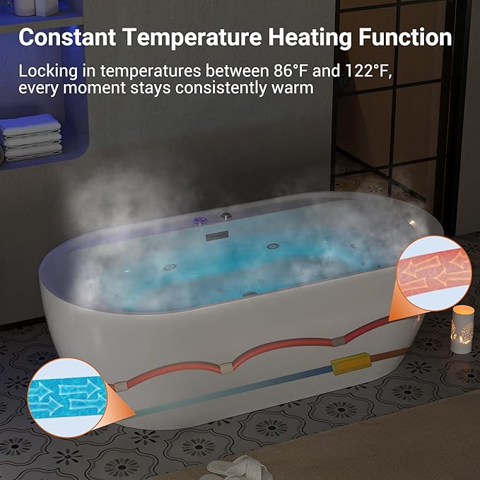 71 Inch Luxury Acrylic Freestanding Bathtub - Image 3