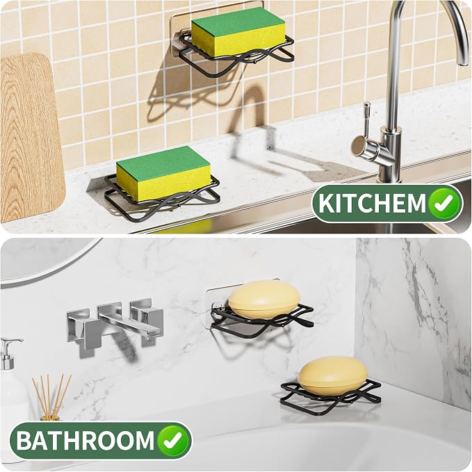 Corner Shower Caddy + 2 Soap Holders, 4 Tier Shower Caddy Tension Pole - Image 3