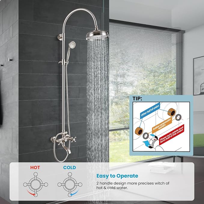 gotonovo Exposed Bathroom Shower System Classic Shower Kit 8 Inch Luxurious - Image 2