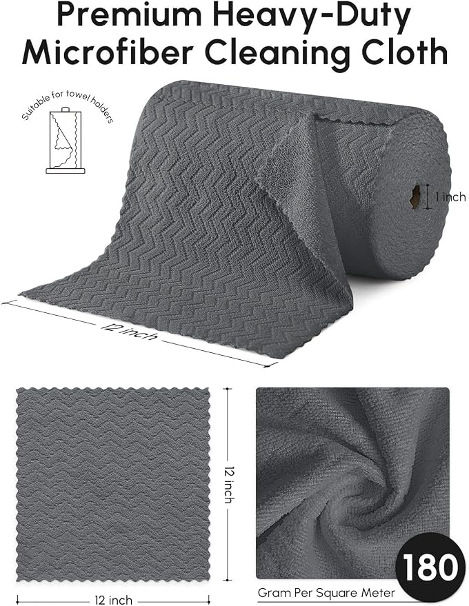 Microfiber Cleaning Cloths Roll, 75 Pack Tear Away Microfiber Towels Roll - Image 3