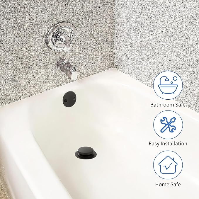 Matte Black Bathtub Drain Tip-Toe Tub Trim Set - Image 5