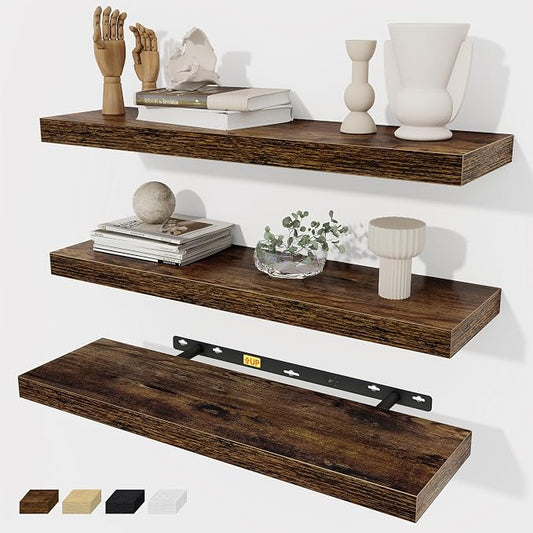 Fun Memories Floating Shelves Wall Shelf 24 inches Long, Farmhouse Bathroom by FunMemories