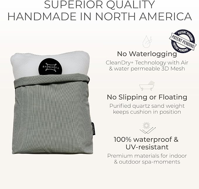 BADESOFA® Luxury Bath Pillow Set 2-Piece – Large Back Pillow & Foot Pillow - Image 4