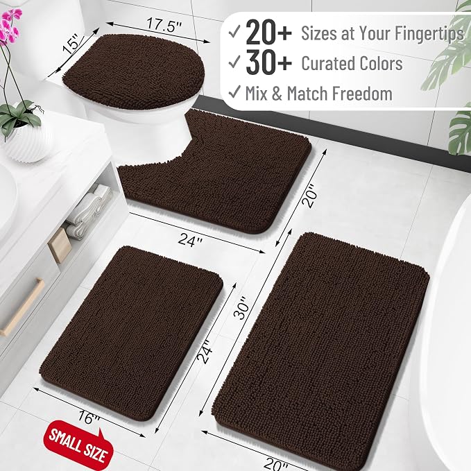 OLANLY Bathroom Rugs 34x21, Extra Soft Absorbent Chenille Bath Rugs, Rubber - Image 2