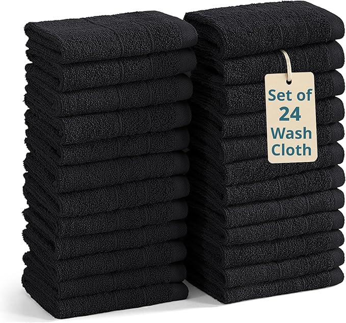 Casa Platino 100% Cotton Washcloths 24 Pack by CasaPlatino