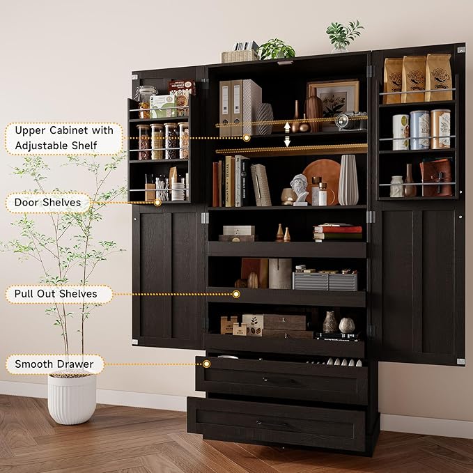 ONBRILL 71" Tall Farmhouse Kitchen Pantry Cabinet - Image 5