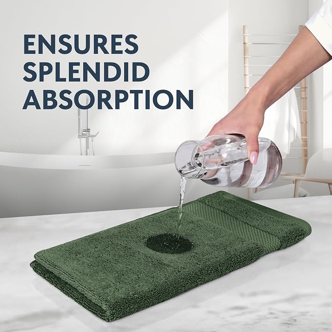White Classic Luxury Forest Green Hand Towels - Image 4