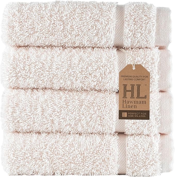 Cream Washcloth Linen Set Premium Original Turkish Cotton, Hotel Quality by HawmamLinen