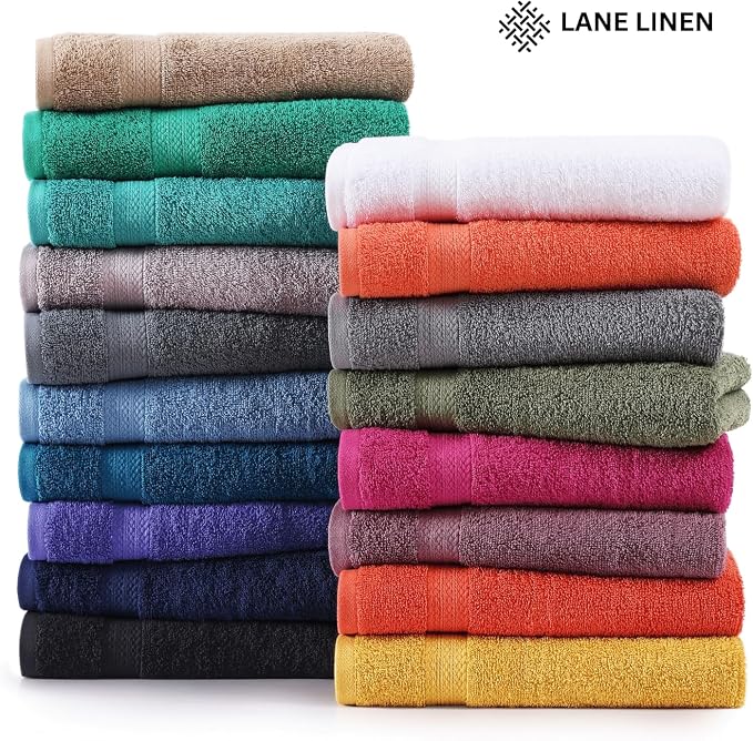 LANE LINEN Ring Spun Cotton Bath Towel Set, 8 Washcloths, 6 Hand Towels - Image 8
