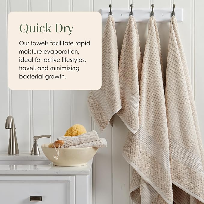 Springtree Home 100% Cotton Bath Towel Set | 6 Piece Set | Absorbent & - Image 3