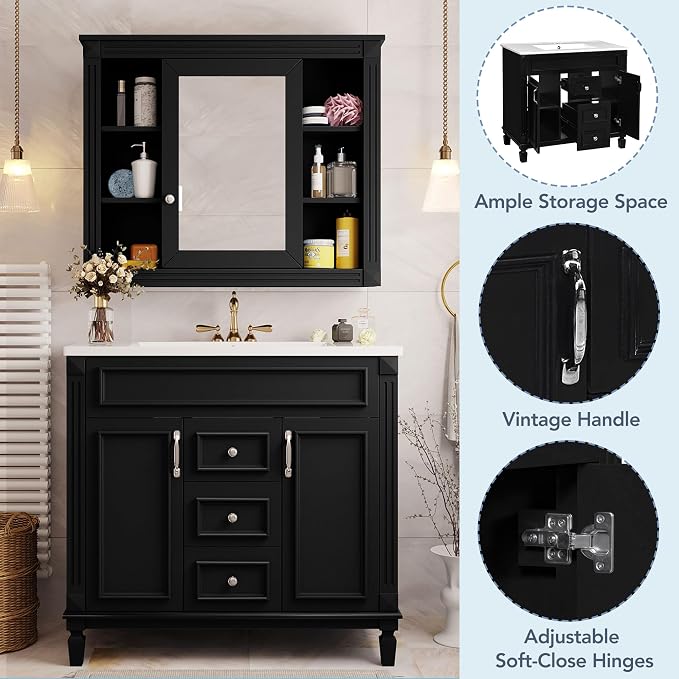 Merax 36" Bathroom Vanity with Sink, Freestanding Single Bathroom Sink Vanity - Image 4