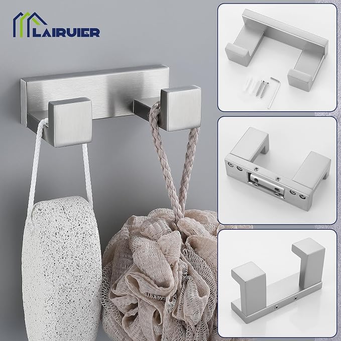 Brushed Nickel 4-Piece Bathroom Hardware Accessories Set, Bathroom Hardware Set - Image 3