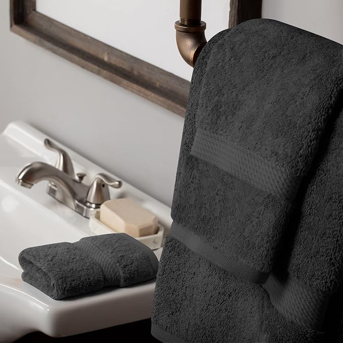 BLUENILEMILLS Buckingham Egyptian Cotton 3-Piece Towel Set, Washcloths - Image 4