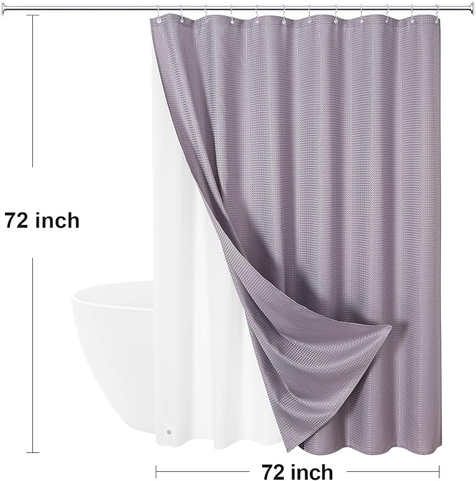 3 in 1 Shower Curtain Set, Lavender Waterproof Fabric Shower Curtains - Image 8