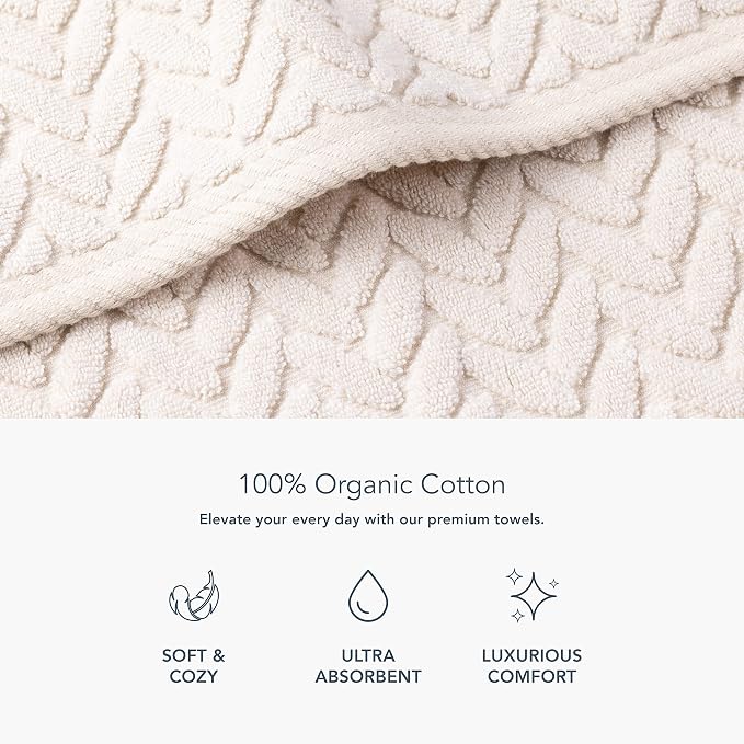 Texere 100% Organic Cotton Jacquard 650 GSM Premium Bath Towel Sets - Image 2