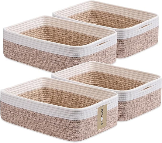Large Shallow Organizing Baskets 15x11x5.1 Inches by MiniArkStorageBasketsHome