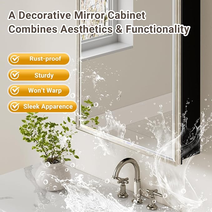 16x26 Pre-Assembled Bathroom Medicine Cabinet Mirror, Surface or Recessed - Image 5
