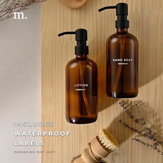 MaisoNovo Soap Dispenser 1-Piece Set | 16.9oz Amber Bottles - Image 6