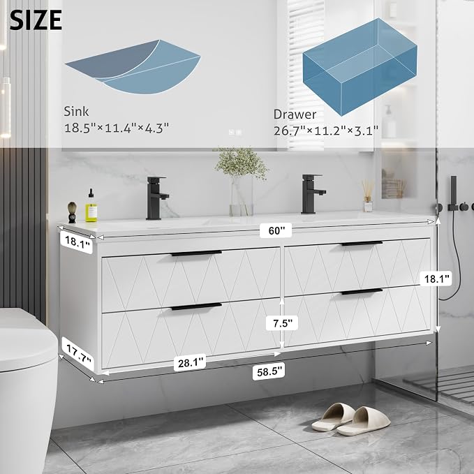 eclife 60" Bathroom Vanities Cabinet - Image 2