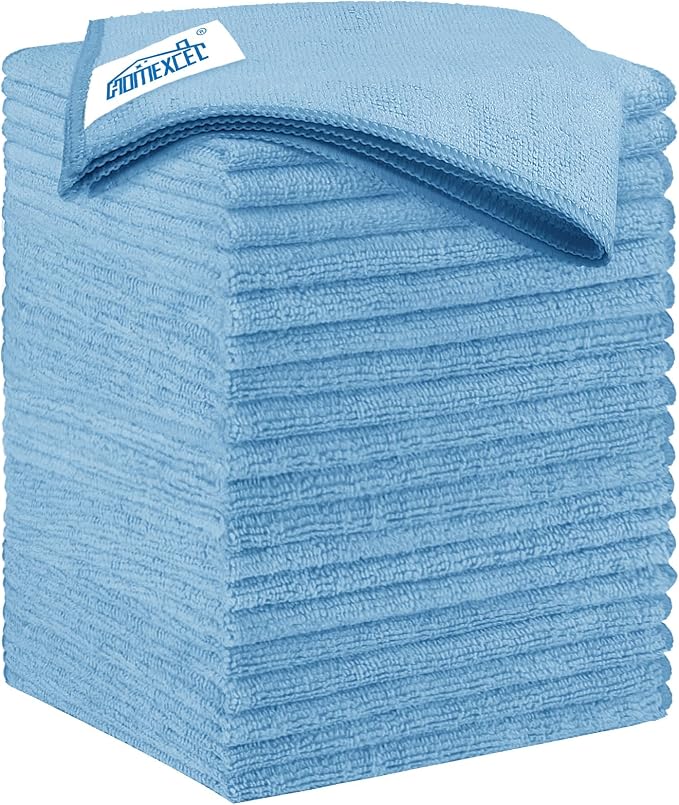 HOMEXCEL Blue Microfiber Cleaning Cloth 20 Pack 11.5 x 11.5 inch Microfiber by HOMEXCEL