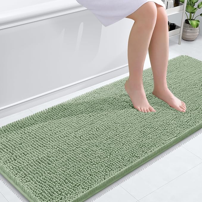 OLANLY Bathroom Rugs 59x24, Extra Soft Absorbent Chenille Bath Rugs, Rubber by OLANLY