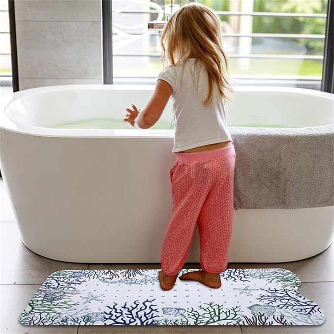 Seahorse Bathtub Mat Non Slip for Kids 40x16in Extra Long Anti Slip Bath Mat - Image 5