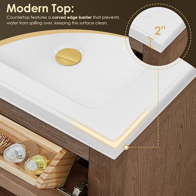 ALTAIR 24 Inch Vanity Bathroom Small Sink Vanities Single Bath Large Storge - Image 6