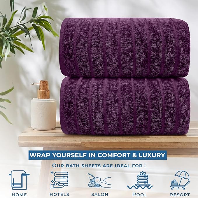 DAN RIVER Pack of 2 Bath Sheet 35x70 Inches, Oversized Ribbed Quick Dry Towel - Image 5
