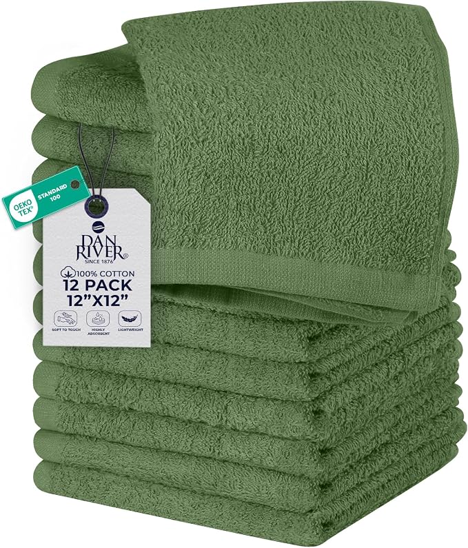 DAN RIVER 12 Pack Wash Cloths for Showering by DanRiver