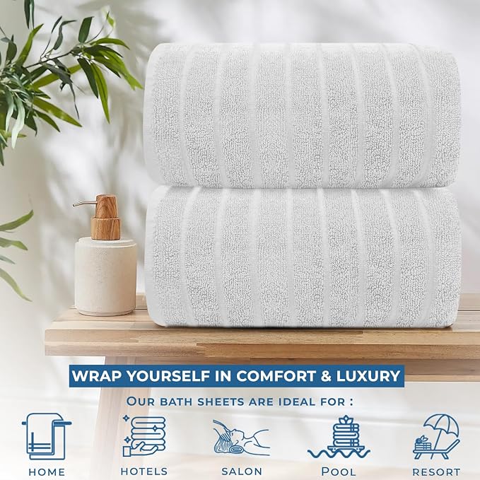 DAN RIVER Pack of 2 Bath Sheet 35x70 Inches, Super Soft Quick Dry Ribbed Cotton - Image 5