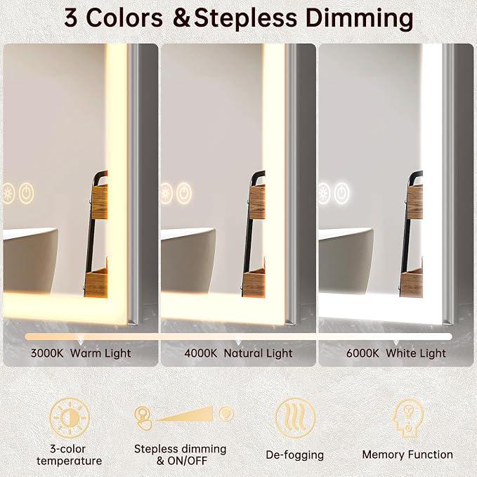 30"x32" Medicine Cabinet Mirror, LED Lighted Medicine Cabinet - Image 2