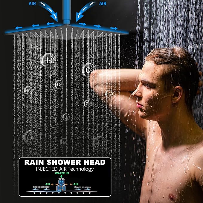 Temperature Display Shower Faucet Set Matte Black Shower System - Image 3