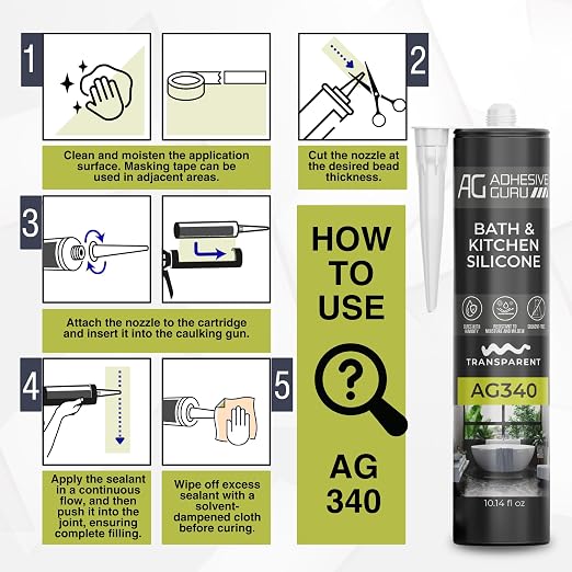 Adhesive Guru AG340 Clear Silicone Sealant - Image 3