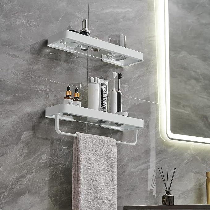 VOLPONE Bathroom Shelves Wall Mounted 2 Tier Glass Floating Shelf - Image 7