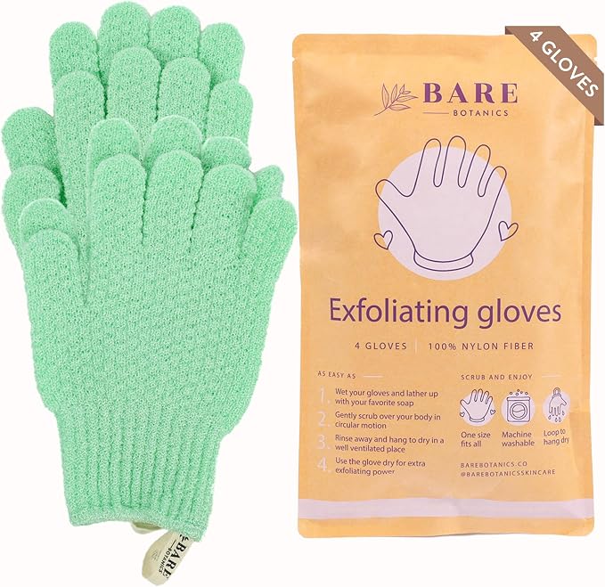 Bare Botanics 4 Pack Mint Exfoliating Gloves by BareBotanics