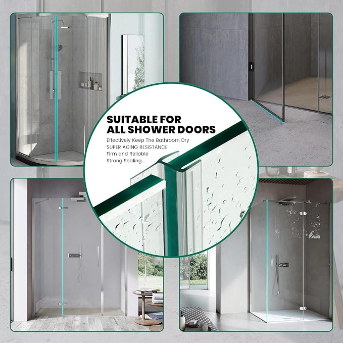 3 Pack Frameless Shower Door Bottom&Side Seal, Stop Water Leaks Bind Doors - Image 3