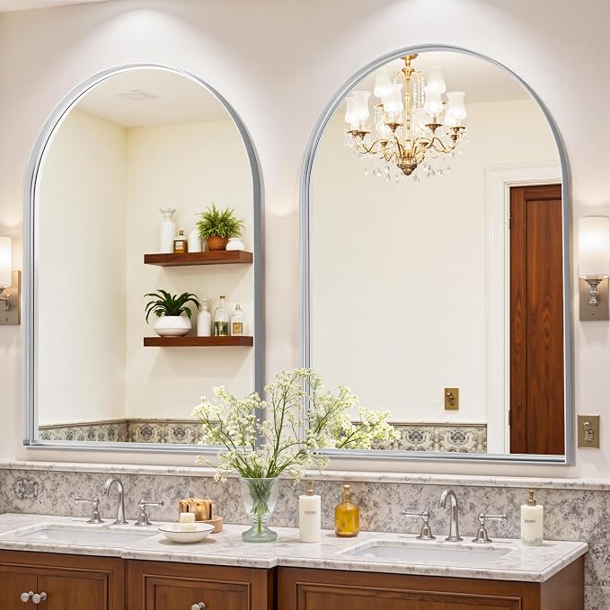 Arched Mirror 26"x38", Bathroom Mirror, Wall Mounted Vanity Mirror - Image 2